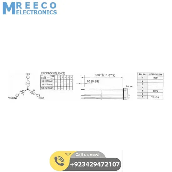 Dual Shaft 0.6 Degree/Step 3 Phase Hybrid Stepper Motor NEMA 17 - Back View