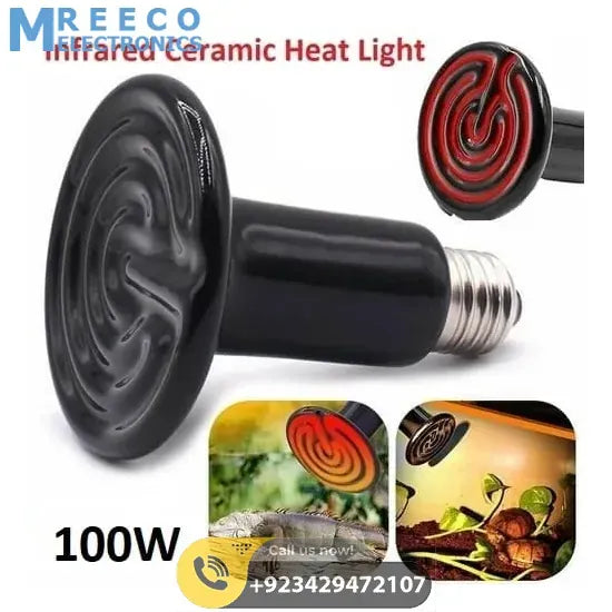 100W 220V Egg Incubator Heating Element Mini Infrared Ceramic Heating Controller Bulb Light - Front View