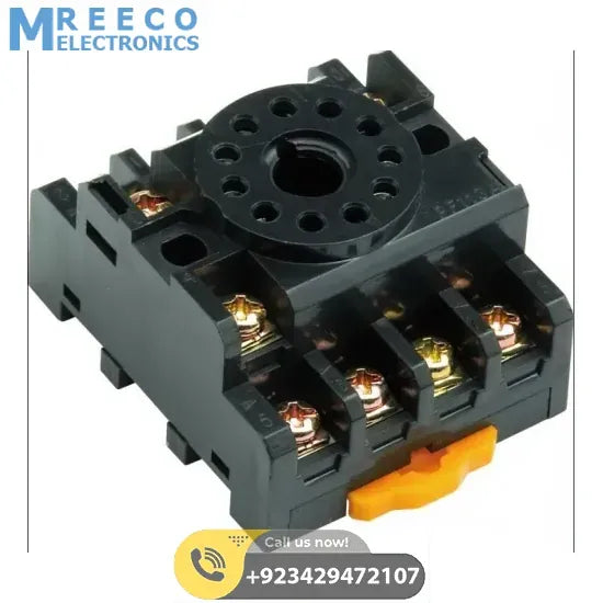 11pin Rail-Mount Relay Socket Relay Base - Front View