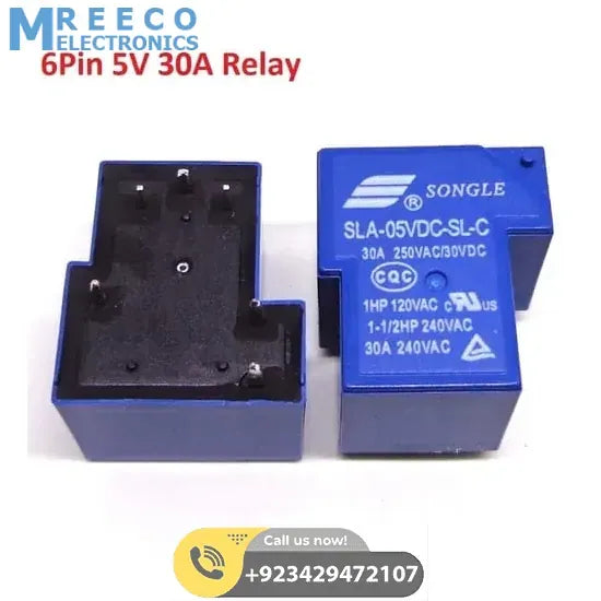 5V 30A DC Power Relay 250VAC 6PIN - Front View