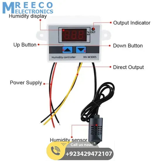 Digital Humidity Controller XH-W3005 Adjustable 220v 10A Hygrometer Switch Controller - Top View