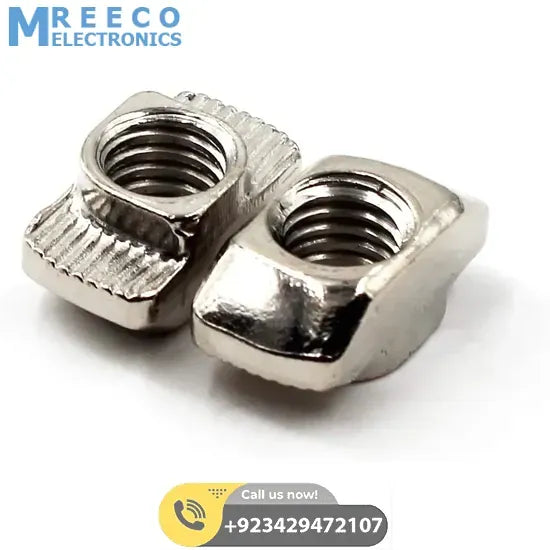 40xM8 T Nuts T NUT Sliding T Nut Hammer Drop In Nut Fasten Connector M8 Series Length19.5mm Width 8mm Hight 7.5mm - Front View