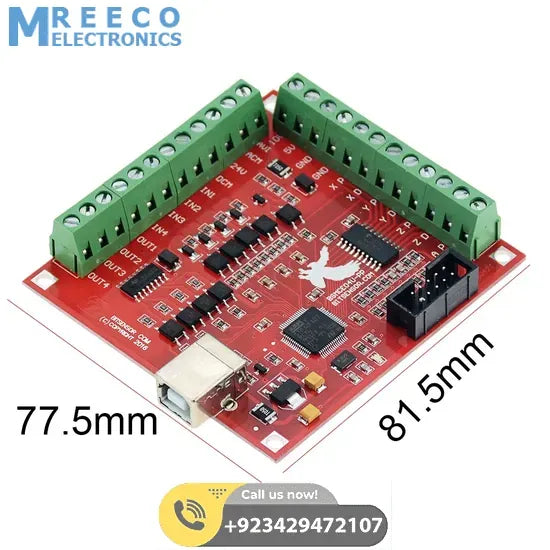 CNC USB MACH3 100Khz Breakout Board 4 Axis Interface Driver Motion Controller - Side View