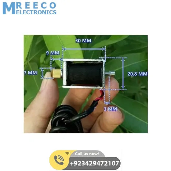 Mini 12V DC Electric Cabinet Door Lock Electromagnet Push Pull Type - Side View