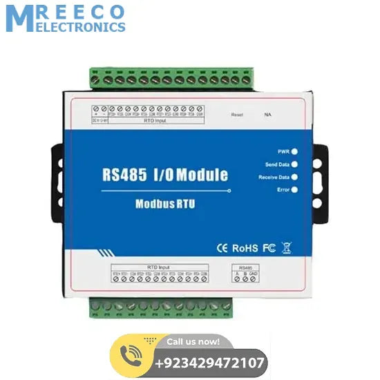Modbus Slave RTD Remote I/O Module Data Acquisition 8 RTD inputs 12~36VDC with Anti-reverse Protection M340 - Front View