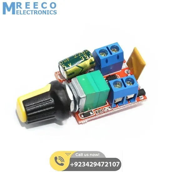 Mini DC Motor PWM Governor Speed Controller Switch Regulator 3V6 12 24 35V 90W Ultra Small LED Light Modulator 5A 10khz - Front View