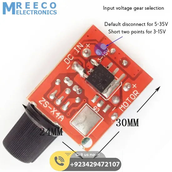 Mini DC Motor PWM Governor Speed Controller Switch Regulator 3V6 12 24 35V 90W Ultra Small LED Light Modulator 5A 10khz - Back View