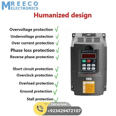 VFD CNC Water cooled spindle Motor kit 220V 800W 1HP Spindle Motor & 1500W VFD & Cooling Water Pump & 65mm Clamp Mount In Pakistan - Side View