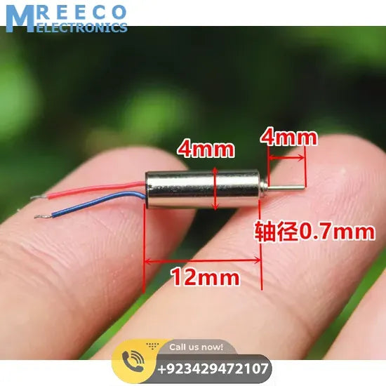 412 Coreless Motor DC3.7V Super Small Iron Boron Strong Small Motor Turn 72000 RPM - Side View