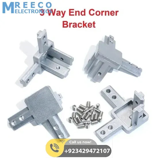 3 Way End Corner Bracket Connector for T Slot Aluminum Extrusion Profile 4040 - Front View