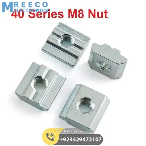 40 Series M8 T Slot Nut Sliding Nut for 4040 Aluminum Extrusion Hammer Head Drop In Connector - Front View