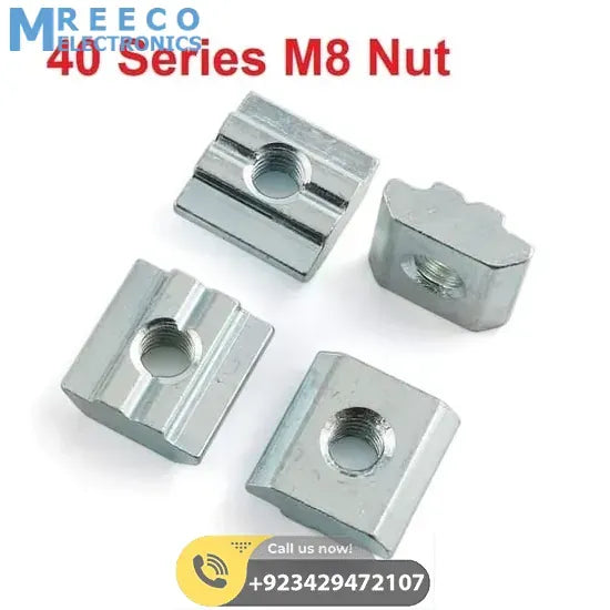 40 Series M8 T Slot Nut Sliding Nut for 4040 Aluminum Extrusion Hammer Head Drop In Connector - Front View