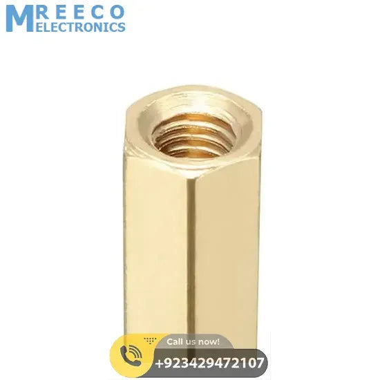 M3 Thread 16+4mm Male To Female Brass Hex PCB Standoff Spacer Pillar - Side View