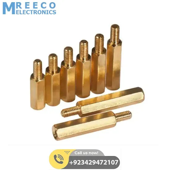 M3 Thread 16+4mm Male To Female Brass Hex PCB Standoff Spacer Pillar - Back View