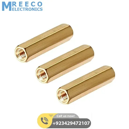 M3x20mm Female To Female Thread Brass Hex Standoff PCB Pillar Spacer - Front View