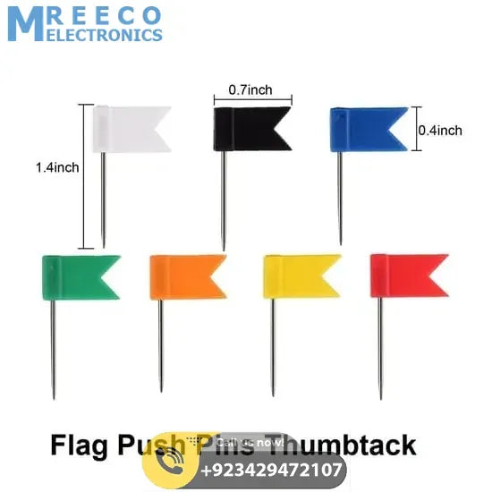 Flag Push Pins Marker Marking Pins Office Thumbtack for Notice Cork Board Map - Front View