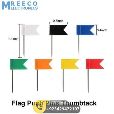 Flag Push Pins Marker Marking Pins Office Thumbtack for Notice Cork Board Map - Front View