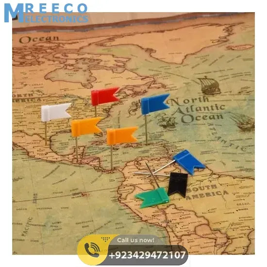 Flag Push Pins Marker Marking Pins Office Thumbtack for Notice Cork Board Map - Back View