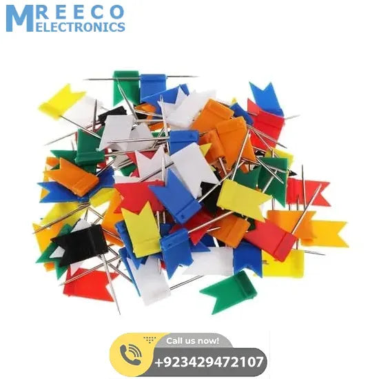 Flag Push Pins Marker Marking Pins Office Thumbtack for Notice Cork Board Map - Top View