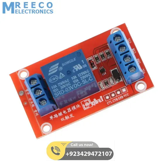 3V 1 Channel Relay Module Interface Board Low Level Trigger Optocoupler for Arduino - Front View