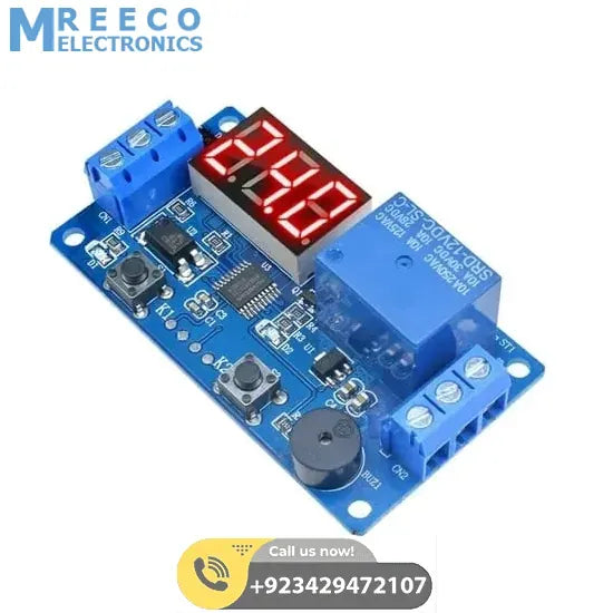 12v Digital LED Timer Module Adjustable Timer Relay Time Control Switch Trigger Timing Board - Front View