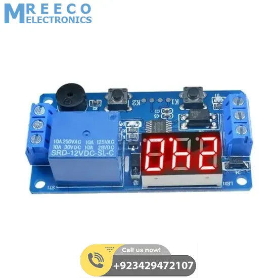 12v Digital LED Timer Module Adjustable Timer Relay Time Control Switch Trigger Timing Board - Side View
