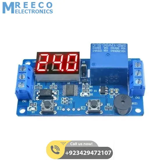 12v Digital LED Timer Module Adjustable Timer Relay Time Control Switch Trigger Timing Board - Top View
