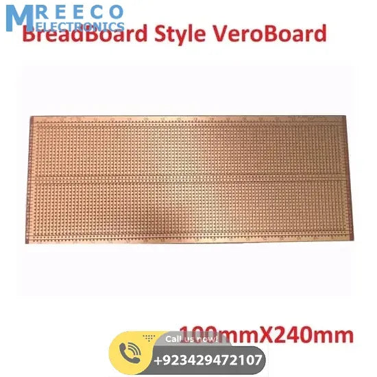 BreadBoard Style Veroboard 100mm x 240mm Project Board Prototyping Board StripBoard - Front View
