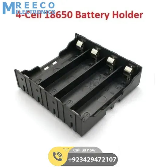 4 Cell Lithium ion 3.7V 18650 Battery Holder Case Box - Front View