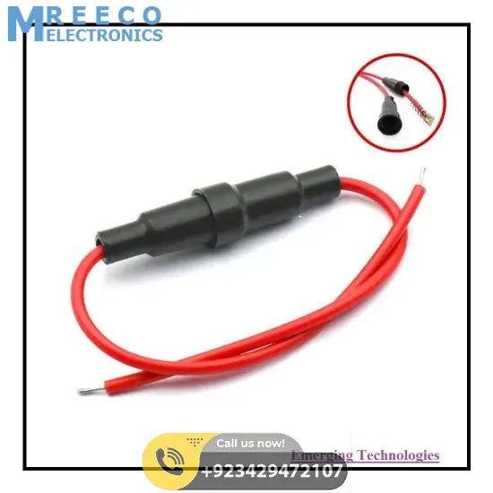 In-line Auto Fuse Holder with Wire For 20mm x 5mm Fuse - Side View