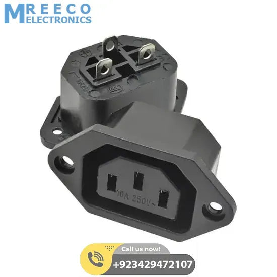 Female AC Power Plug Socket Connector Adapter - Side View