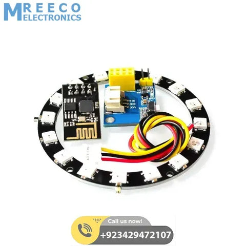 ESP8266 ESP01 ESP-01 RGB LED Controller Adpater WIFI Module for Arduino IDE WS2812 WS2812B 5050 16 Bits Light Ring Christmas DIY - Front View