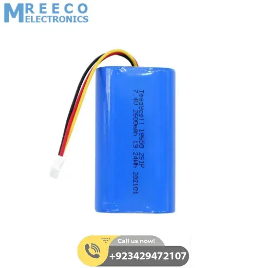 Stock Lot Rechargeable 2000mAh 7.4V Li-ion Battery Pack for Arduino Robots - Front View