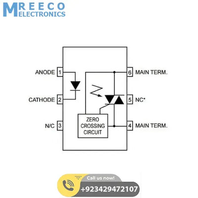 MOC3061 Zero Cross Phototriac Driver Optocoupler IC DIP6 - Side View