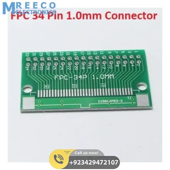 FPC FFC 34 Pin 1.0mm 0.5mm Pitch Adapter Plate Connector PCB Board SMD Converter - Side View