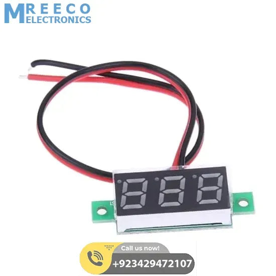 Two wire 0.28 Inch LED Mini DC Voltmeter Digital Display Voltage Tester Meter - Side View