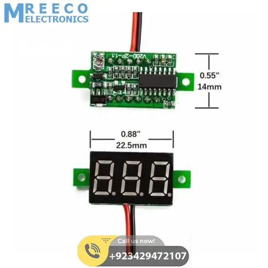 Two wire 0.28 Inch LED Mini DC Voltmeter Digital Display Voltage Tester Meter - Back View