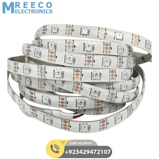 5M 150 Leds WS2812 Digital RGB Strip Lights ,Waterproof 5050 Dream Color Flexible LED Light Tape DC 5V (White PCB) - Side View