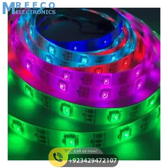 5M 150 Leds WS2812 Digital RGB Strip Lights ,Waterproof 5050 Dream Color Flexible LED Light Tape DC 5V (White PCB) - Back View