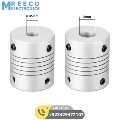 6.35x8mm Flexible Coupling Shaft - Front View