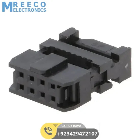 2x4 Pin Female IDC Connector 2.54mm Pitch (0.1 Inch) - Front View