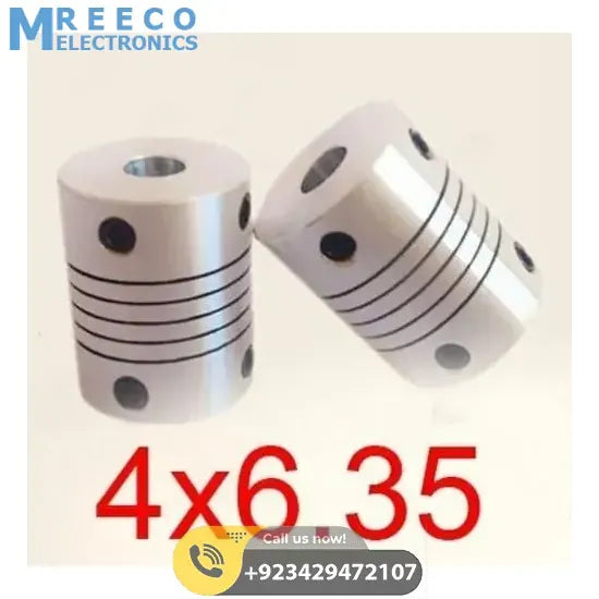 4x6.35mm Flexible Coupling Shaft - Front View