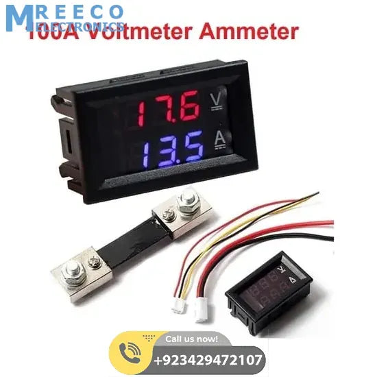 100A Digital Display Voltmeter Ammeter ZFX VC288 Dual LED Voltage Current Tester Monitor Panel Gauge WIth Shunt - Front View