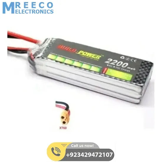 Deltakit 11.1V 2200mAh 3S- 30C Lipo Lithium Polymer Battery Pack Hobby Kit - Front View