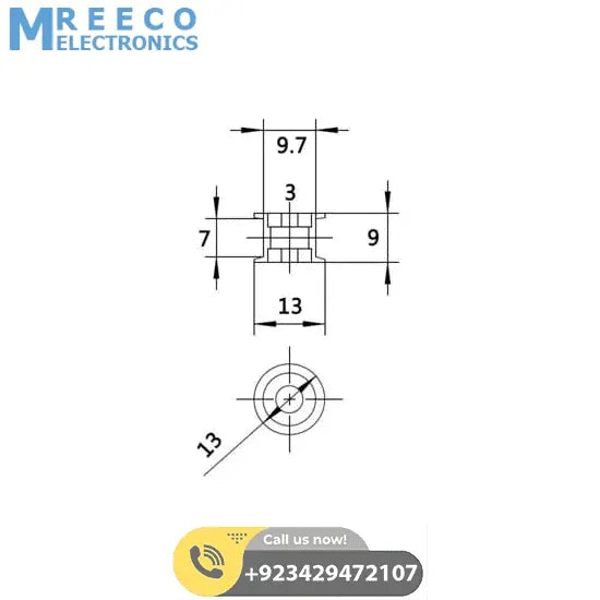 16T-6-3mm GT2 Idler Series 16T 3mm Aluminum Belt Pulley - Top View