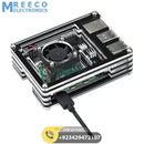 Transparent Acrylic Case For Raspberry Pi 4B With Cooling Fan And Heat Sink Clear And Black Case - Back View