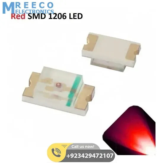 Red SMD 1206 LED Super Bright Light Emitting Diode - Front View