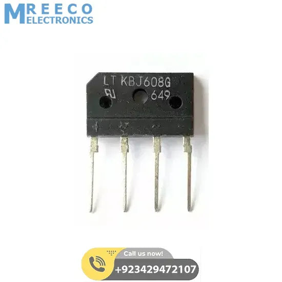 KBJ608G Bridge Rectifier 800V 6A [replace KBJ406 600v 4A - Front View