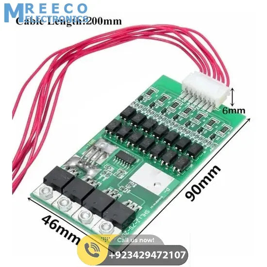 7s 24v 20A 18650 Lithium Lion Battery Charger Module Protection Board BMS PCB With Wire - Angle View