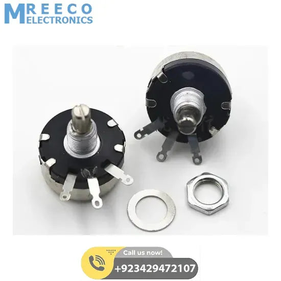 4.7k 1W Single Turn Rotary Taper Carbon Wire wound Potentiometer Volume Resistor - Front View